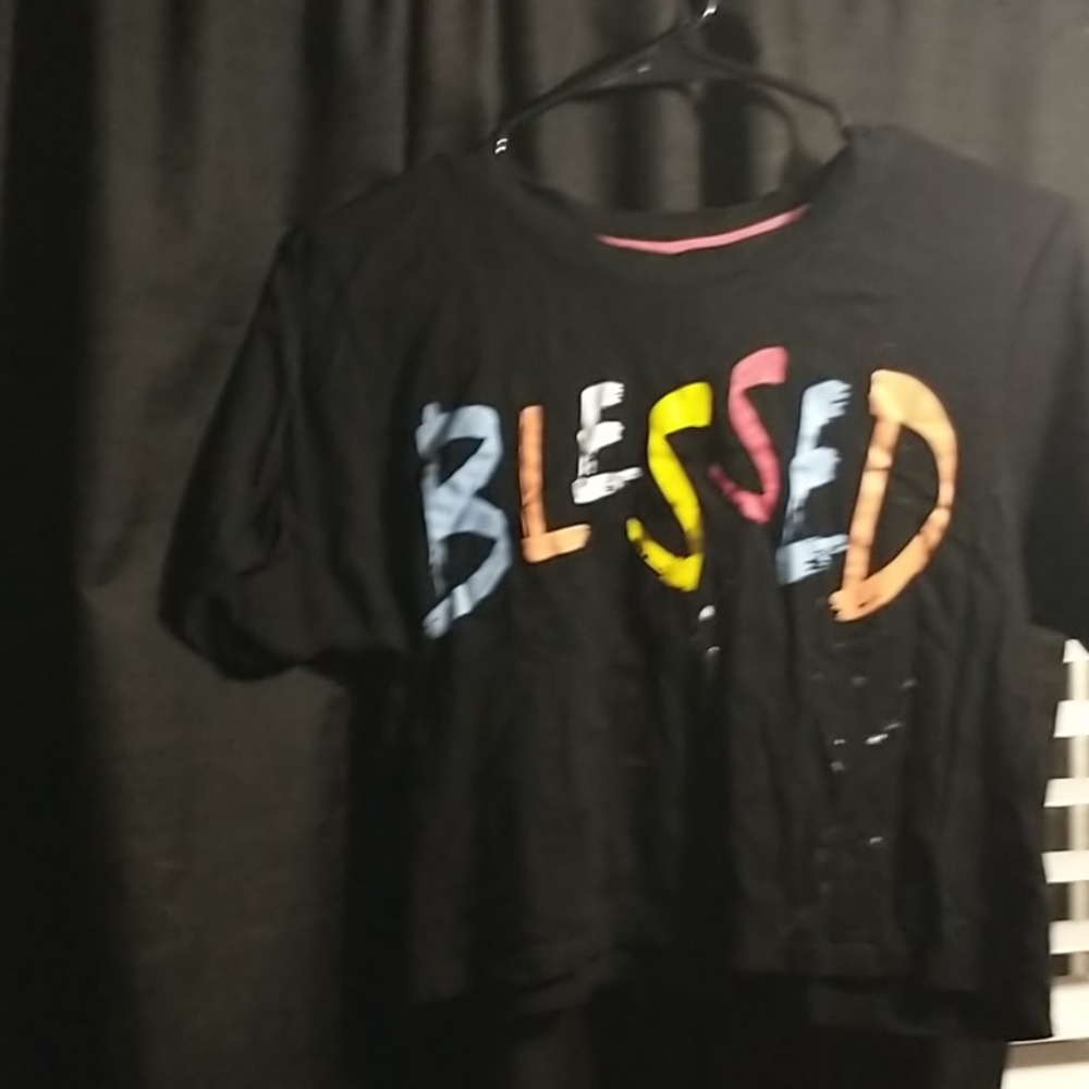 Crop top black /paint splatter